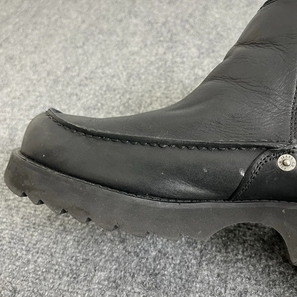 Polo Ralph Lauren Chelsea Boots Mens 9.5D Black Leather Chunky Lug Sole Vintage